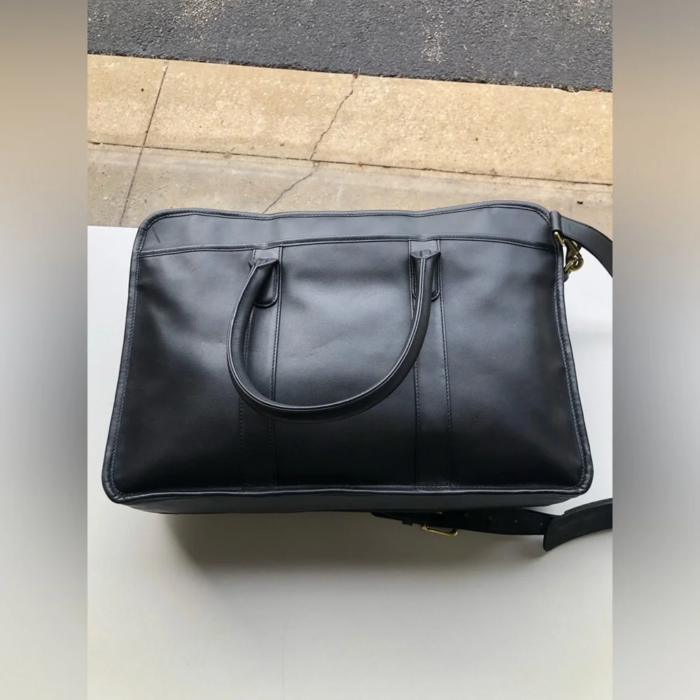 Vintage Coach Zip Top Compartment Briefcase Black Leather #0538 w/ hangtag